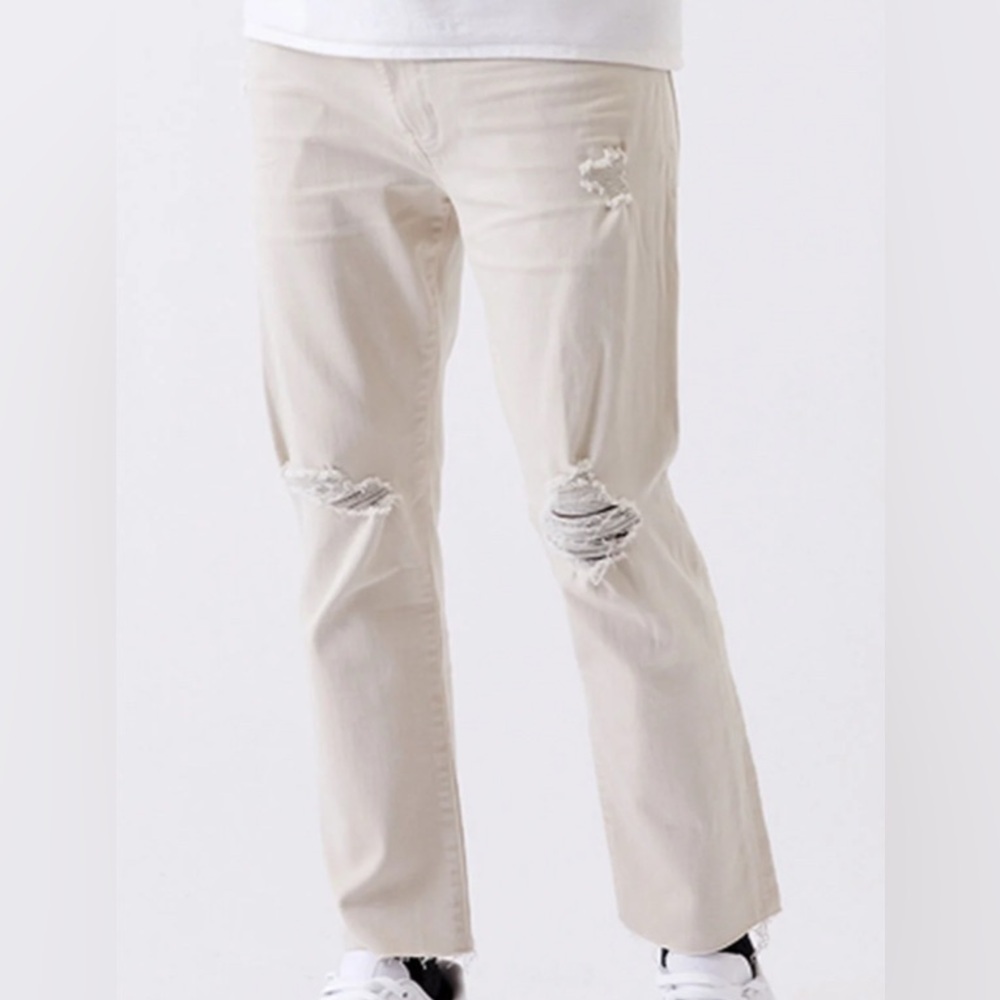 PacSun Men’s 30x32 Off White Ripped Vintage Skinny Jeans